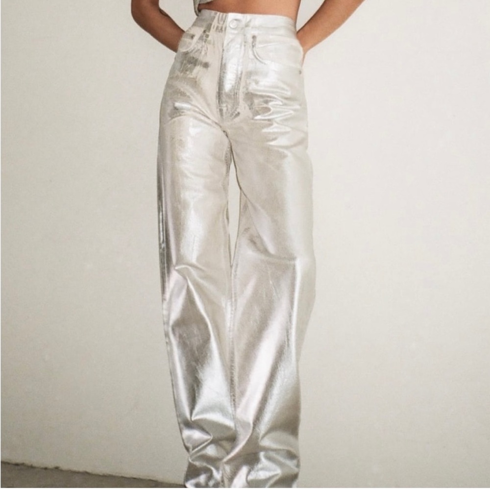 Zara Silver Metallic Jeans